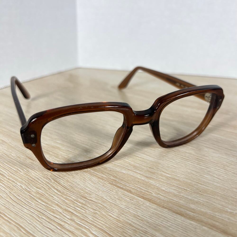 Vintage USS 4 1/2 - 5 3/4 USS 50-22 Eyeglasses Full Rim Frames ONLY Brown